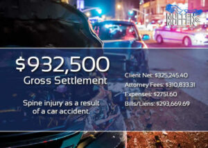 $932,500 Settlement for spine injury as a result of a car accident in Dallas, TX