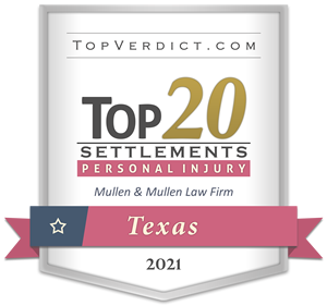 Award for Texas Top 20 Personal Injury Settlements 2021 by Top Verdict