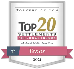 Award for Texas Top 20 Personal Injury Settlements 2021 by Top Verdict