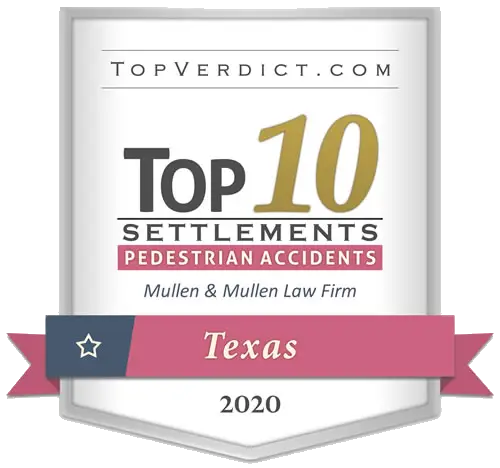 TopVerdict.com Award Badge for 2020 Texas Top 10 Settlements for Pedestrian Accidents