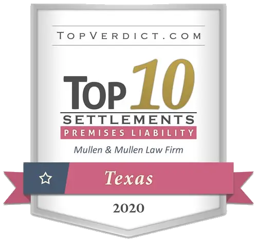 TopVerdict.com Award Badge for 2020 Texas Top 10 Settlements for Premises Liability