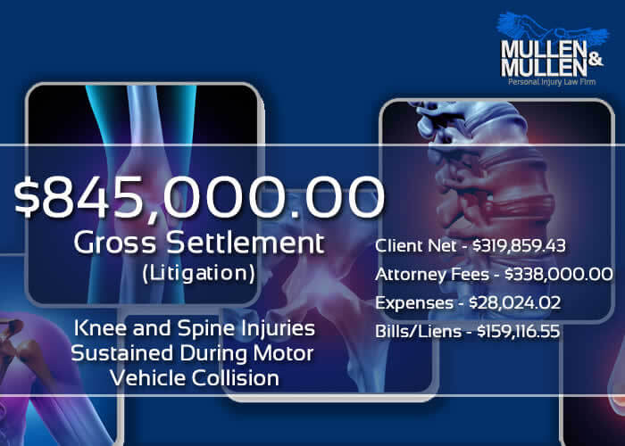 $845,000 settlement for spine & knee injuries