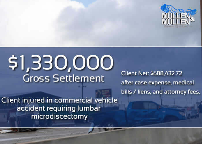 $1,330,000 Settlement for herniated disc injury