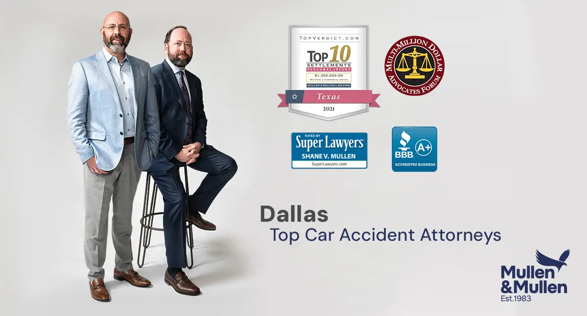 Dallas car accident attorneys at Mullen & Mullen. Image features a few of many accolades awarded to Shane Mullen and Joseph Morrison.
