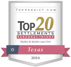 TopVerdict.com Badge Top 20 Settlements Personal Injury Mullen & Mullen Law Firm Texas 2024