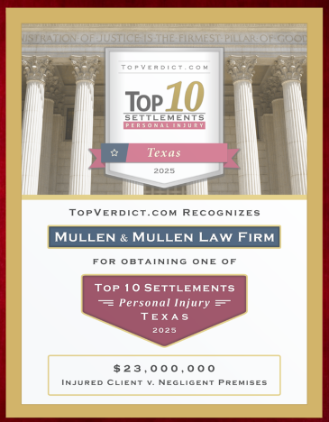 TopVerdict.com Plaque Top 10 Settlements Personal Injury Mullen & Mullen Law Firm United States 2025 $23,000,000 for Premises Liability